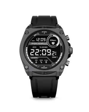 Gunmetal Case & LED Screen Smart Watch With Rubber Strap - Black