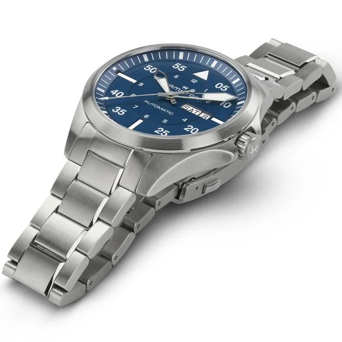 Hamilton Khaki Aviation Pilot Day Date Auto Blue on Bracelet