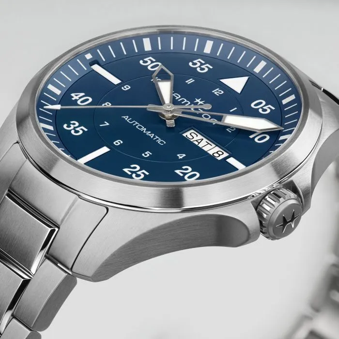 Hamilton Khaki Aviation Pilot Day Date Auto Blue on Bracelet