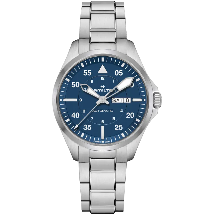 Hamilton Khaki Aviation Pilot Day Date Auto Blue on Bracelet