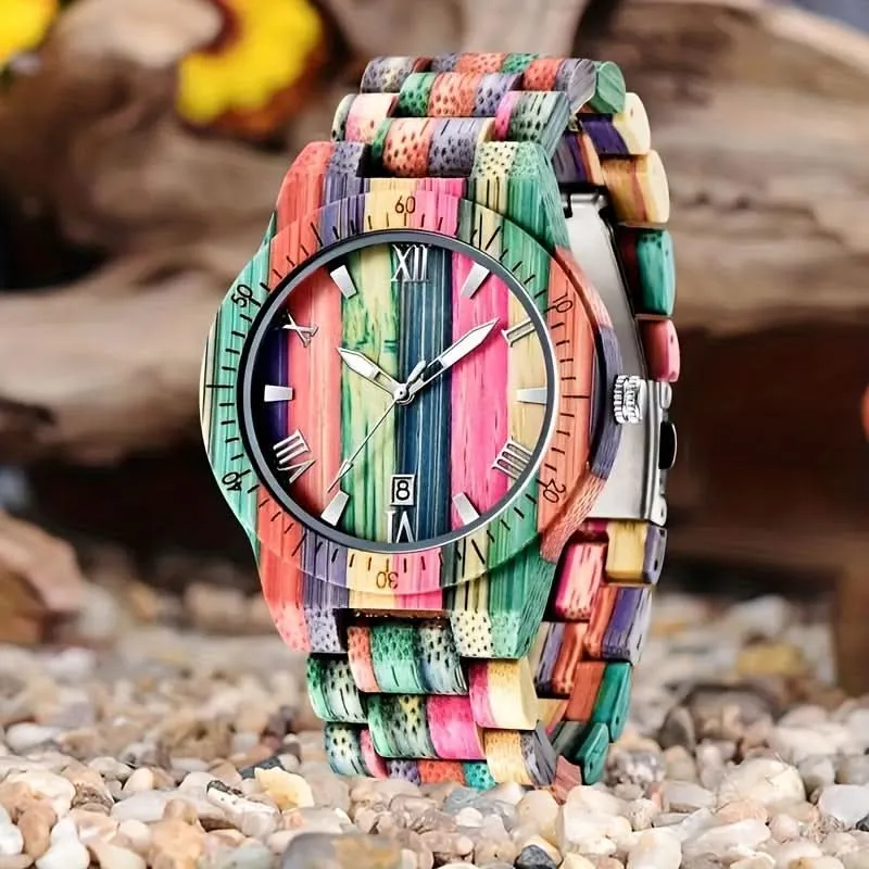 Handcrafted Bamboo Quartz Wristwatch for Men