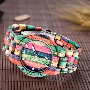 Handcrafted Bamboo Quartz Wristwatch for Men