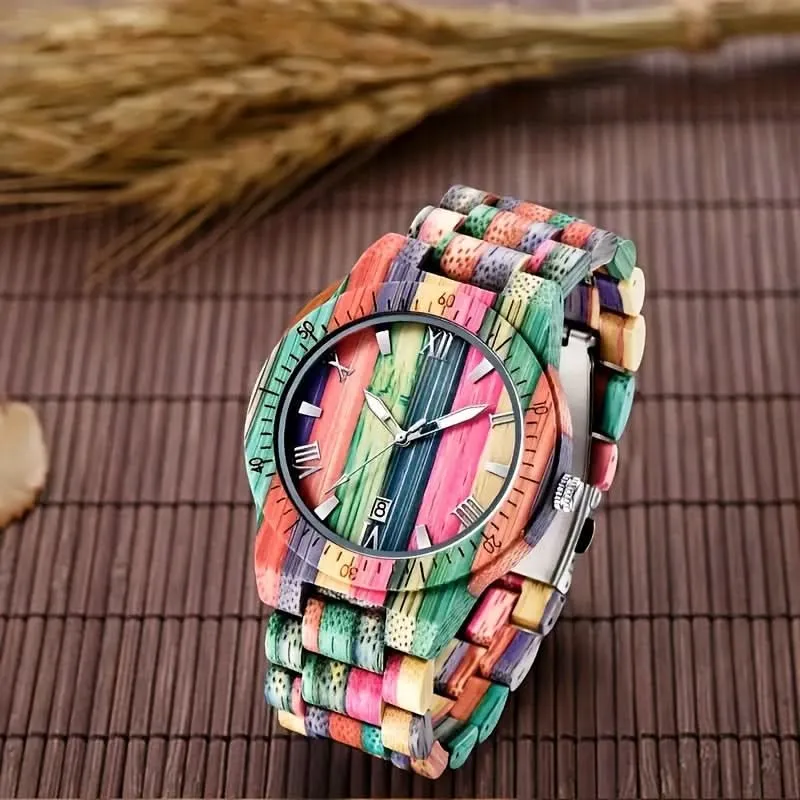 Handcrafted Bamboo Quartz Wristwatch for Men
