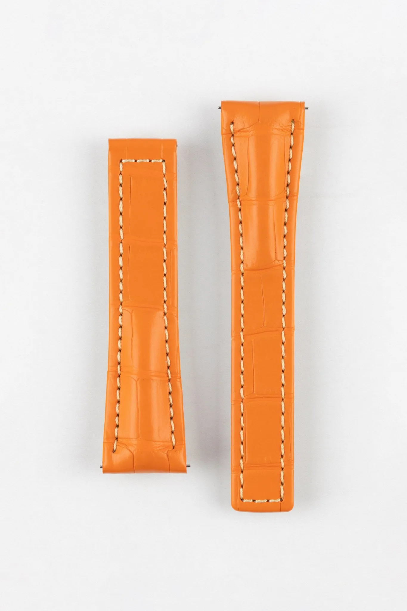 Hirsch NAVIGATOR Alligator Deployment Orange Leather Watch Strap