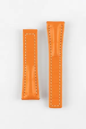 Hirsch NAVIGATOR Alligator Deployment Orange Leather Watch Strap