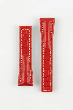 Hirsch NAVIGATOR Alligator Deployment Red Watch Strap