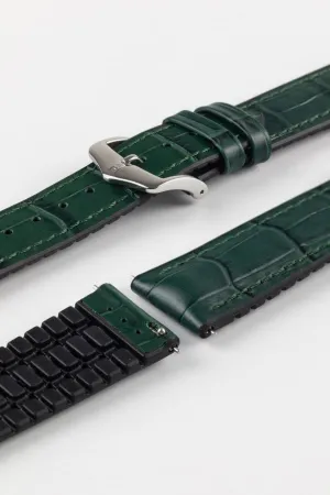 Hirsch PAUL Alligator Embossed Performance Watch Strap in GREEN