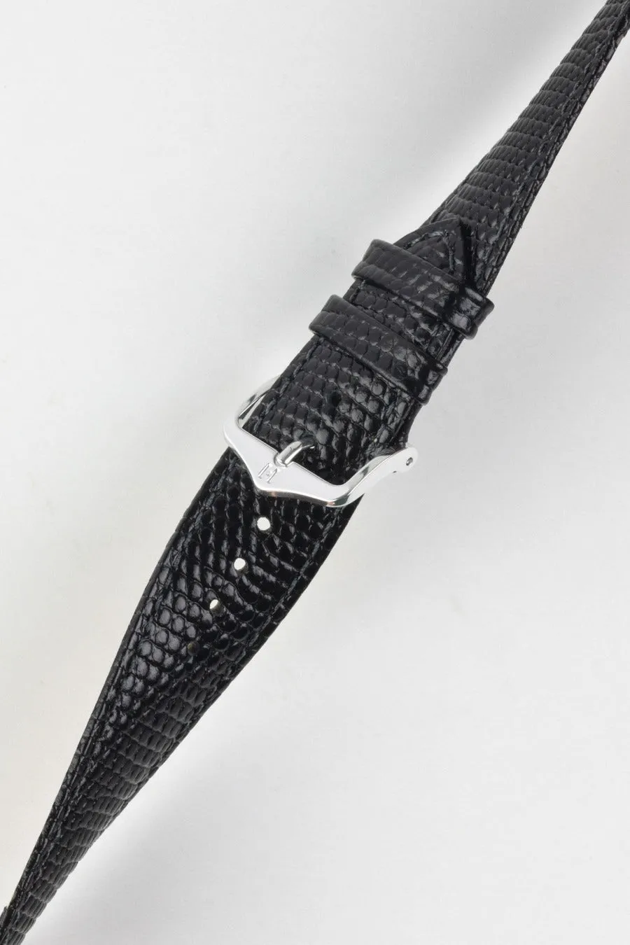 Hirsch RAINBOW NQR Lizard-Embossed Leather Watch Strap in BLACK