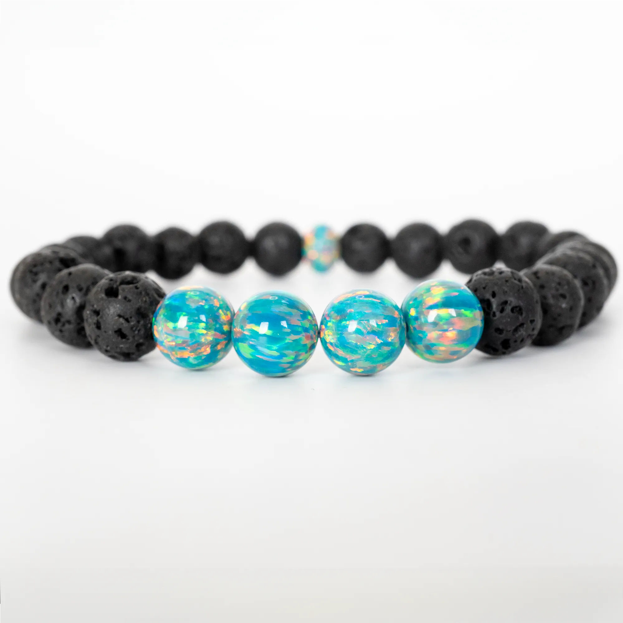 Jade Opal & Lava Stone Beaded Bracelet