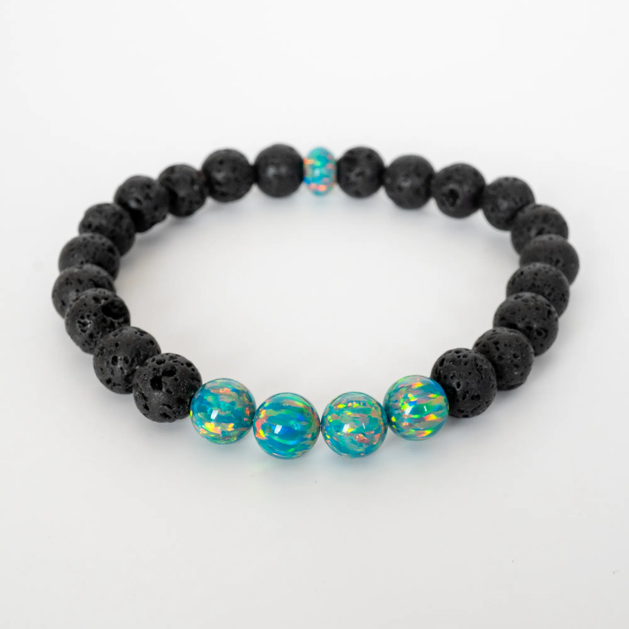 Jade Opal & Lava Stone Beaded Bracelet