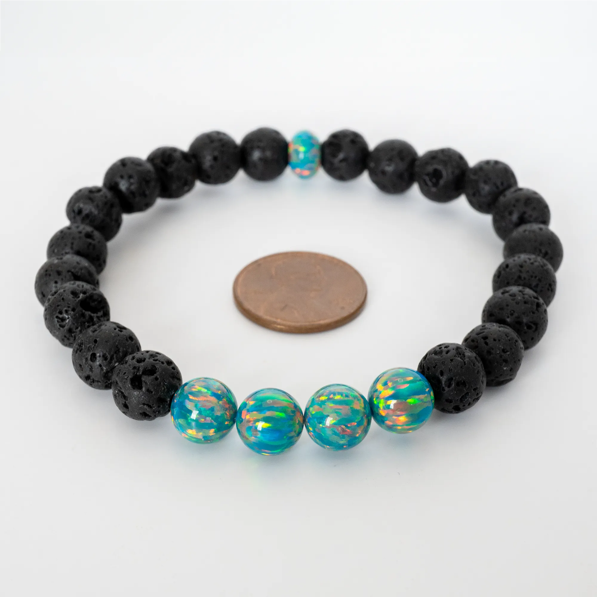 Jade Opal & Lava Stone Beaded Bracelet