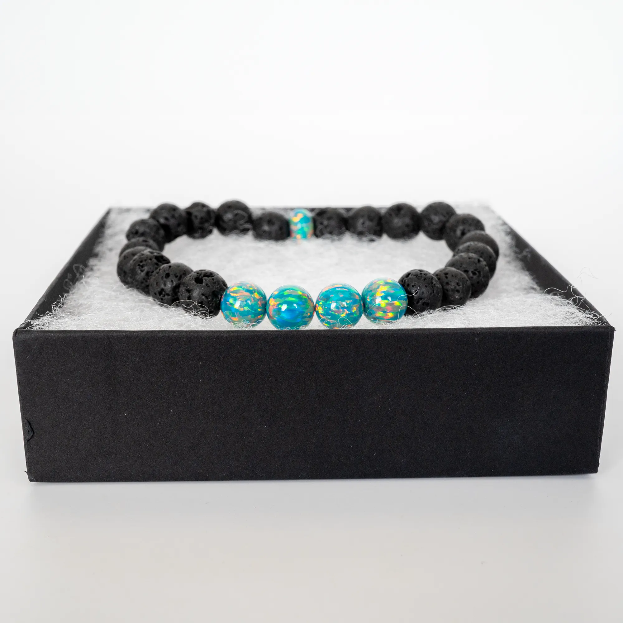Jade Opal & Lava Stone Beaded Bracelet