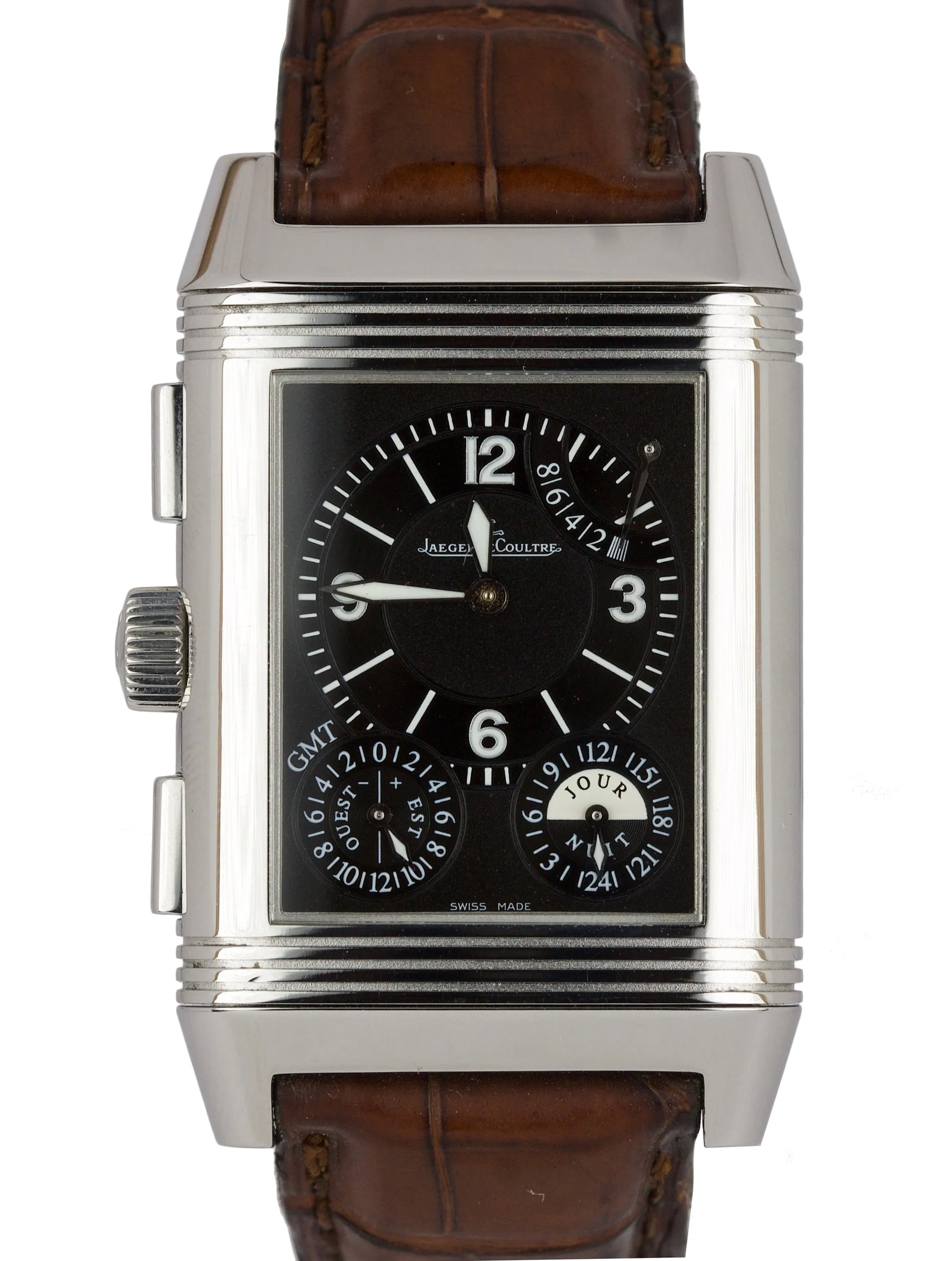 Jaeger LeCoultre JLC Reverso Grande GMT Date 240.8.18 Stainless Steel Watch