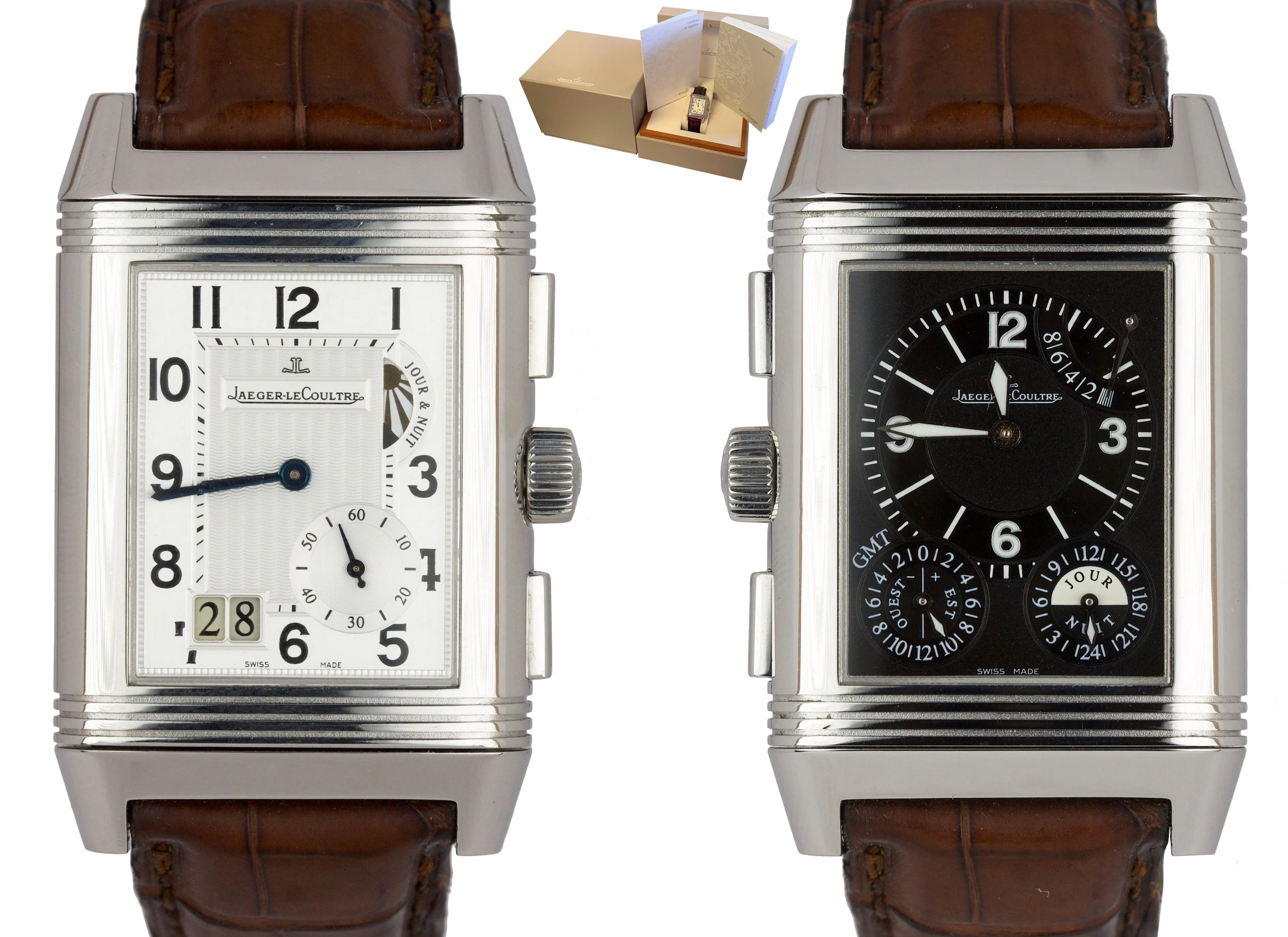 Jaeger LeCoultre JLC Reverso Grande GMT Date 240.8.18 Stainless Steel Watch