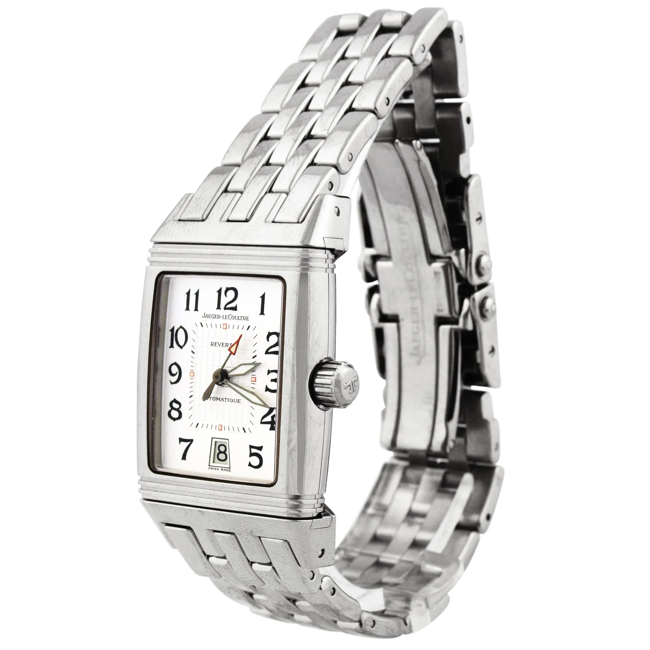 Jaeger-LeCoultre Unisex Reverso Gran'Sport Stainless Steel 26.8x43.5mm Silver Arabic Dial Watch Reference #: Q2908120