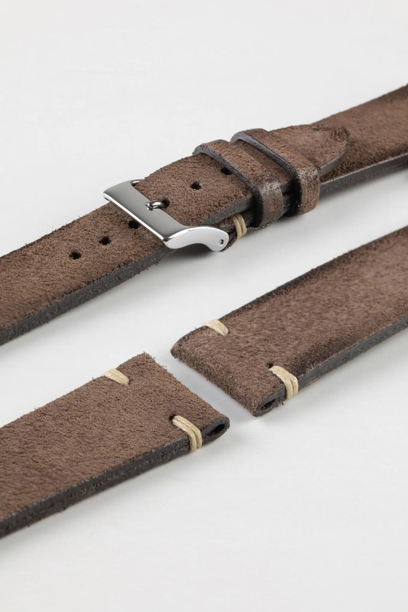 JPM Italian Distressed Tasso Leather Watch Strap in BROWN