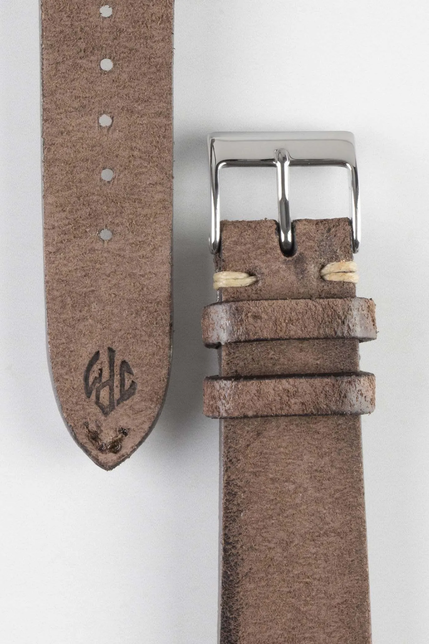 JPM Italian Distressed Tasso Leather Watch Strap in BROWN
