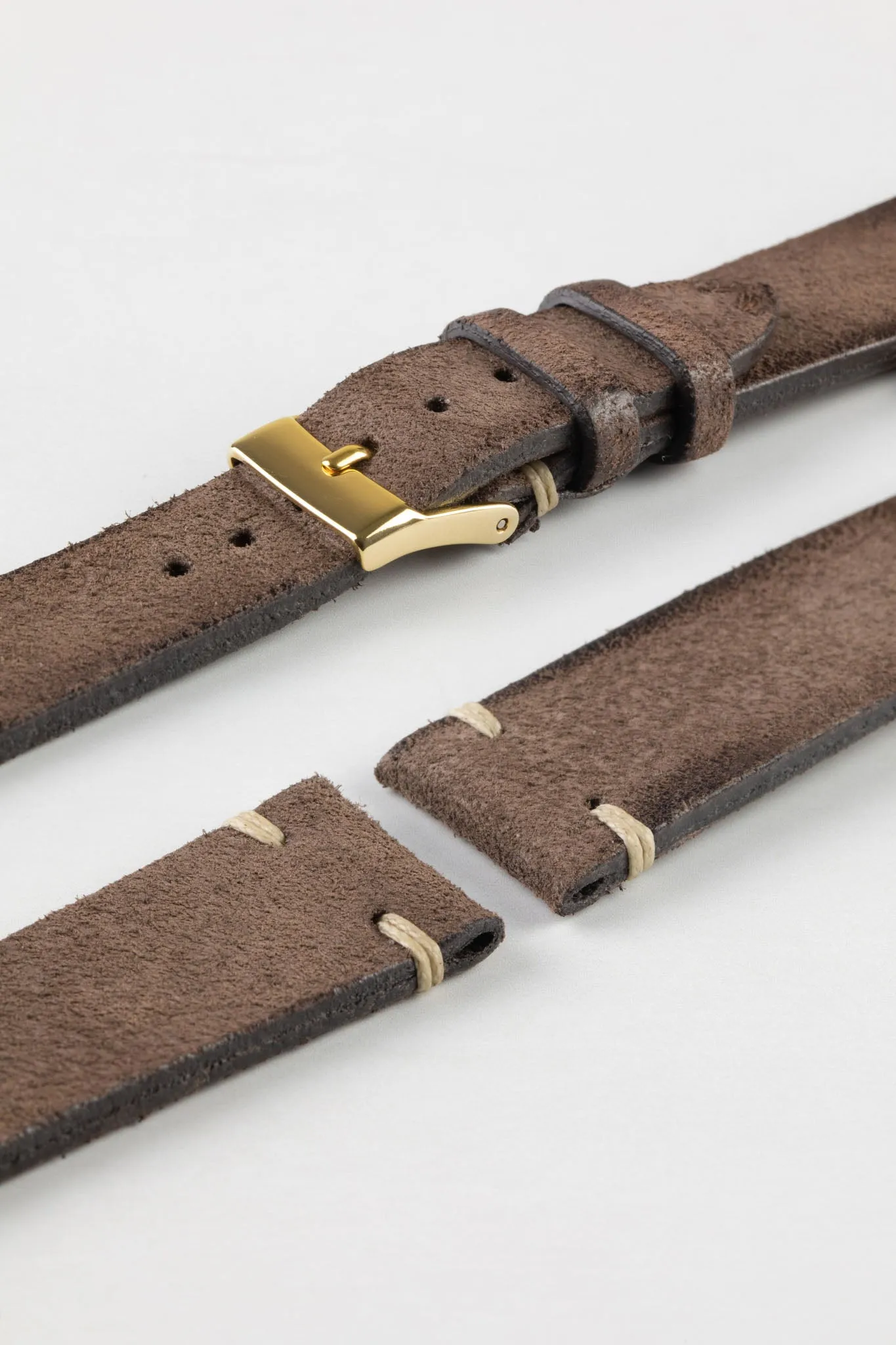 JPM Italian Distressed Tasso Leather Watch Strap in BROWN