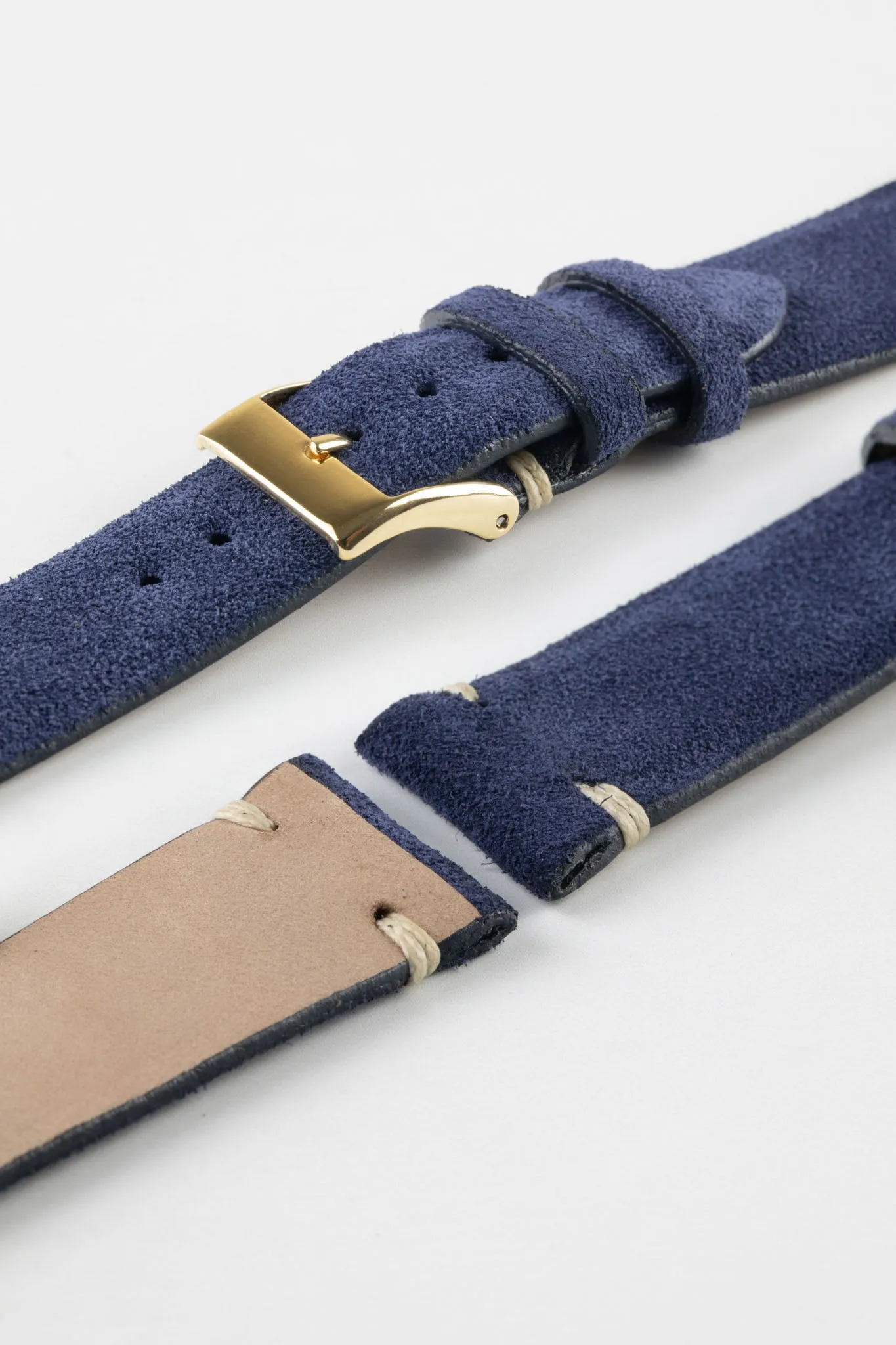 JPM Italian Vintage Suede Leather Watch Strap in BLUE