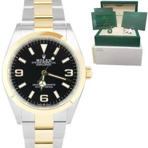 JULY 2022 Rolex Explorer I Black Two-Tone Yellow Gold Steel 36mm 124273 Watch