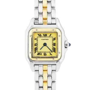 Ladies Cartier Panthere Two-Tone 18K Gold Steel Ivory 22mm Quartz Watch 1057917