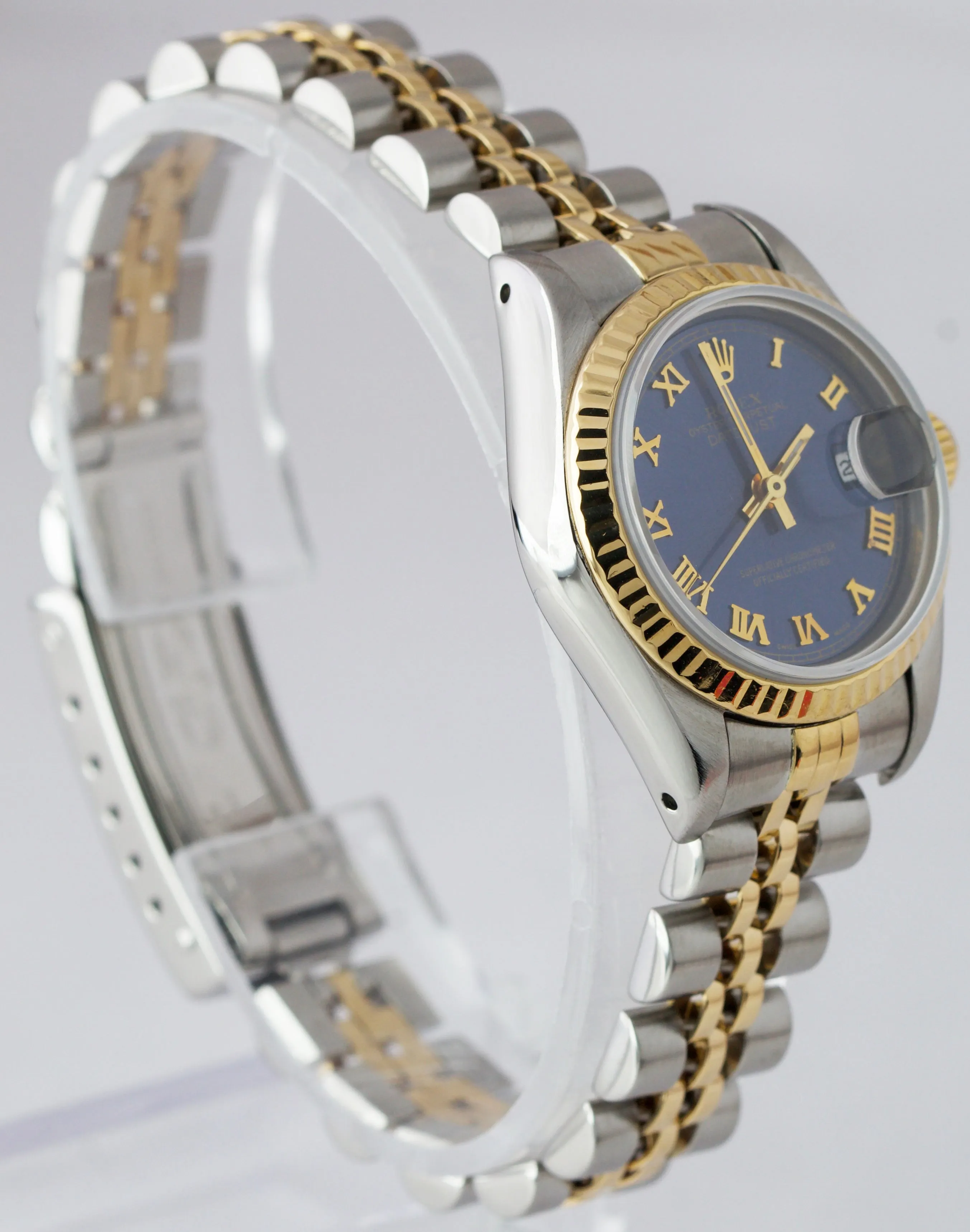 Ladies Rolex DateJust 26mm Jubilee Blue Roman Dial Two-Tone Gold Watch 69173