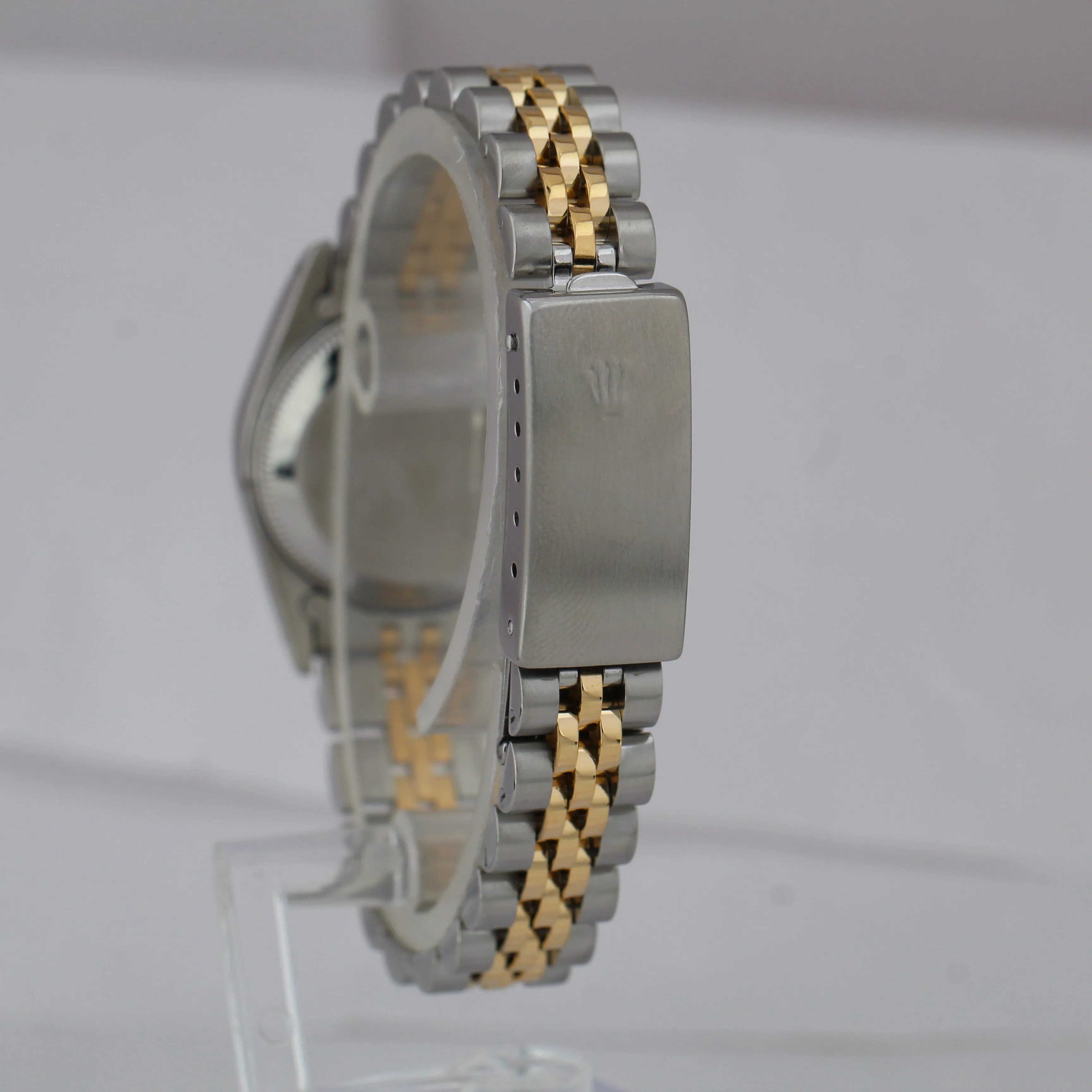 Ladies Rolex Oyster Perpetual 24mm Champagne Two Tone Gold Steel Watch 67193