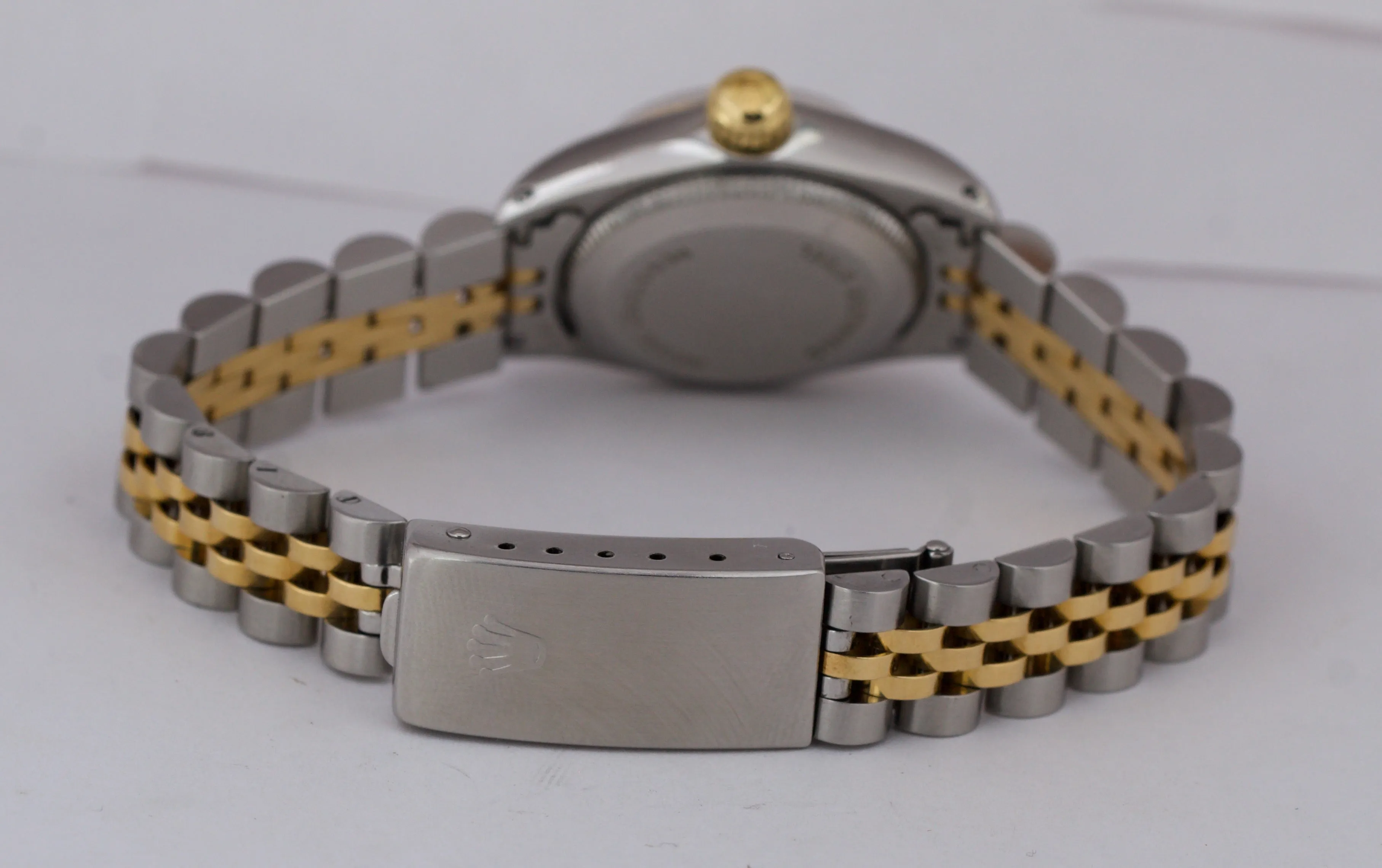 Ladies Rolex Oyster Perpetual 24mm Champagne Two Tone Gold Steel Watch 6719