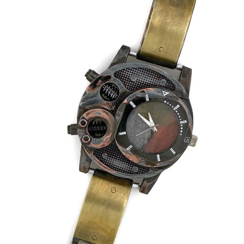 Large Brass Watch with three tone Dial