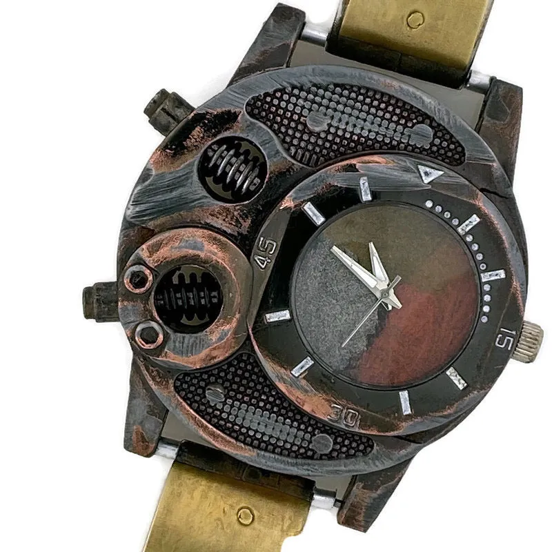 Large Brass Watch with three tone Dial