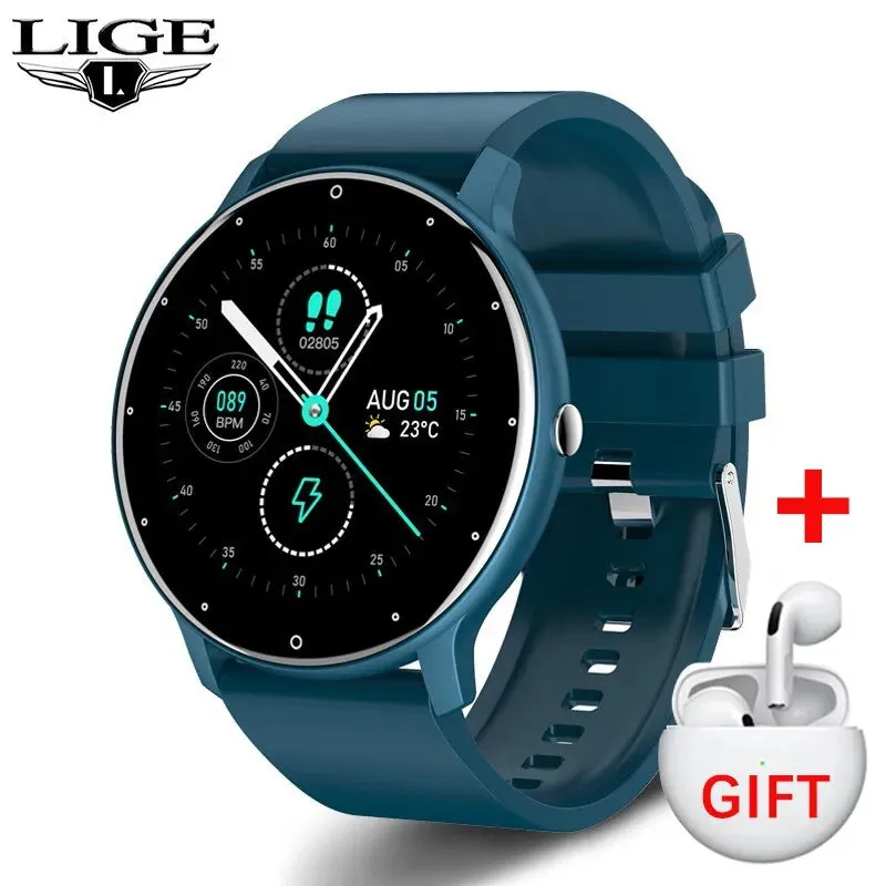 LIGE 2023 New Men Smart Watch Real-time Activity Tracker Heart Rate Monitor Sports Women Smart Watch Men Clock For Android IOS