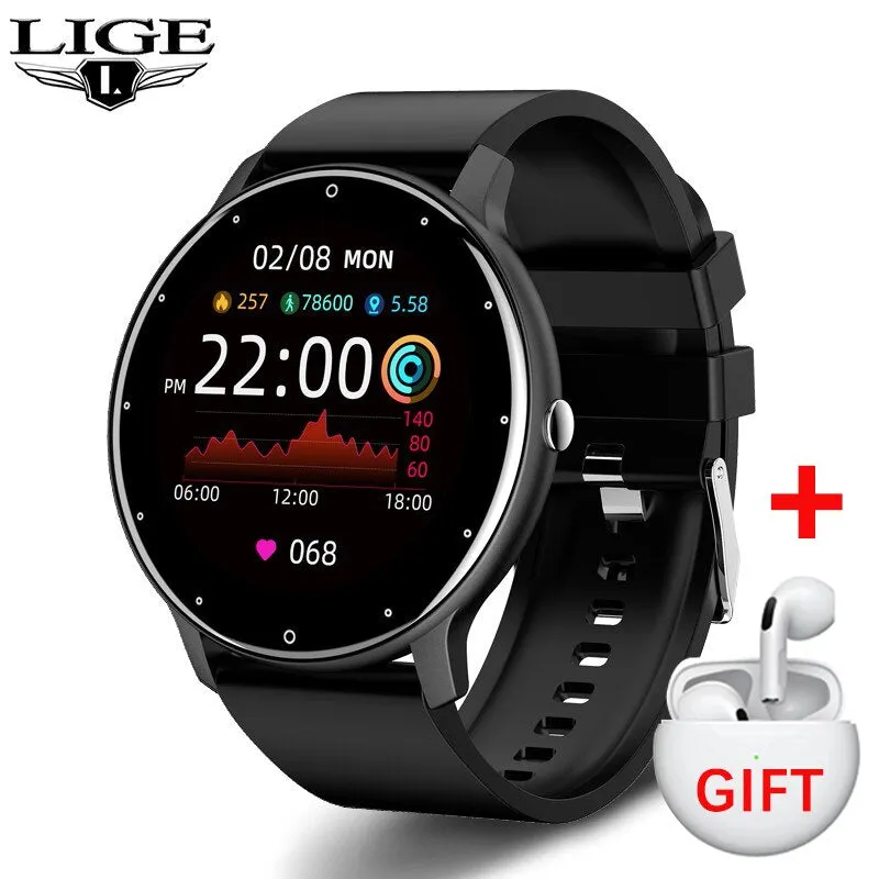 LIGE 2023 New Men Smart Watch Real-time Activity Tracker Heart Rate Monitor Sports Women Smart Watch Men Clock For Android IOS