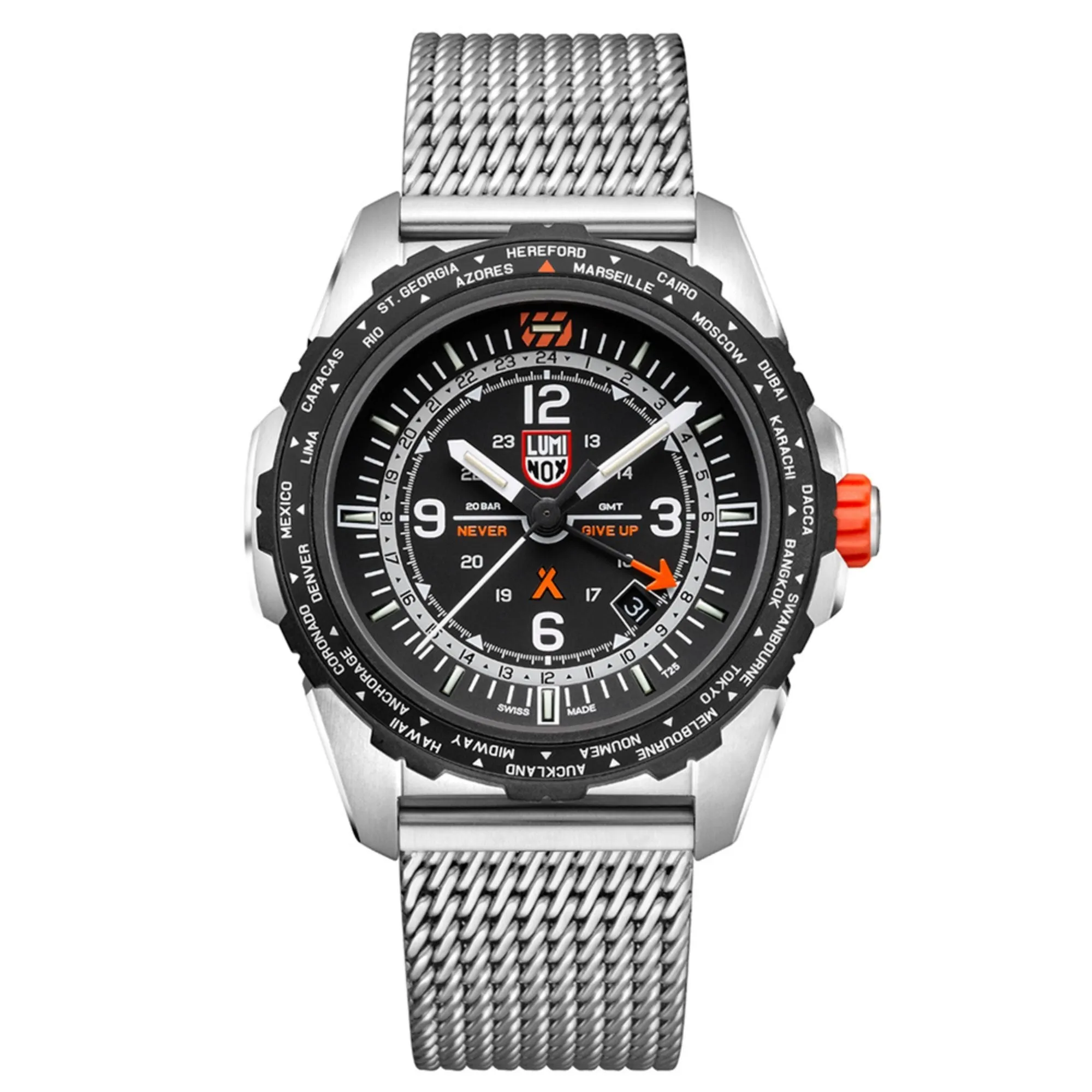 Luminox Mens Bear Grylls Survival Air GMT Stainless Steel Case Watch - XB.3762