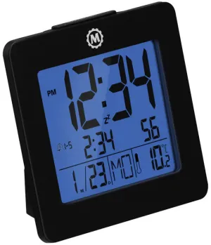 Marathon Clock Digital Desktop Day Date Temperature Alarm & Backlight Black