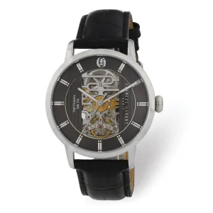 Men’s Charles Hubert Stainless Black Skeleton Dial Automatic Watch