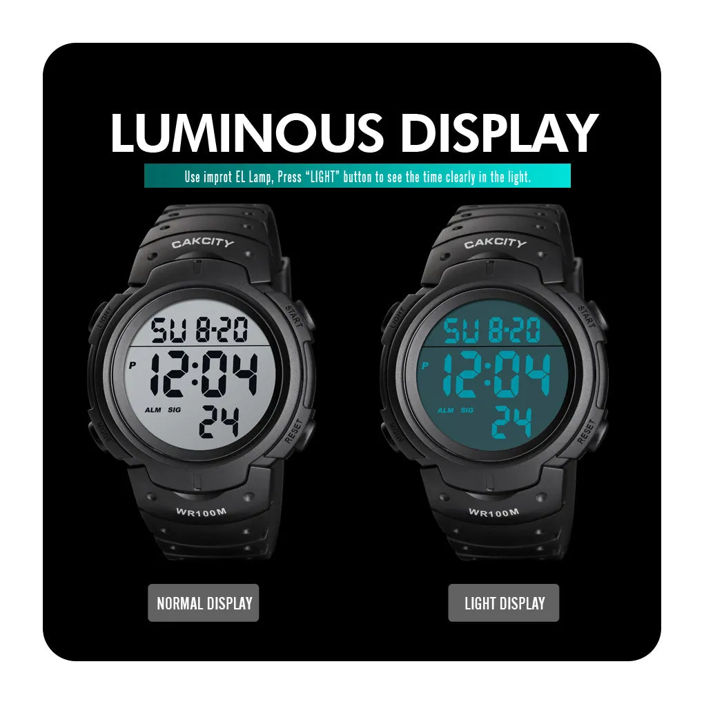 Mens Digital Sports Military Waterproof Watch