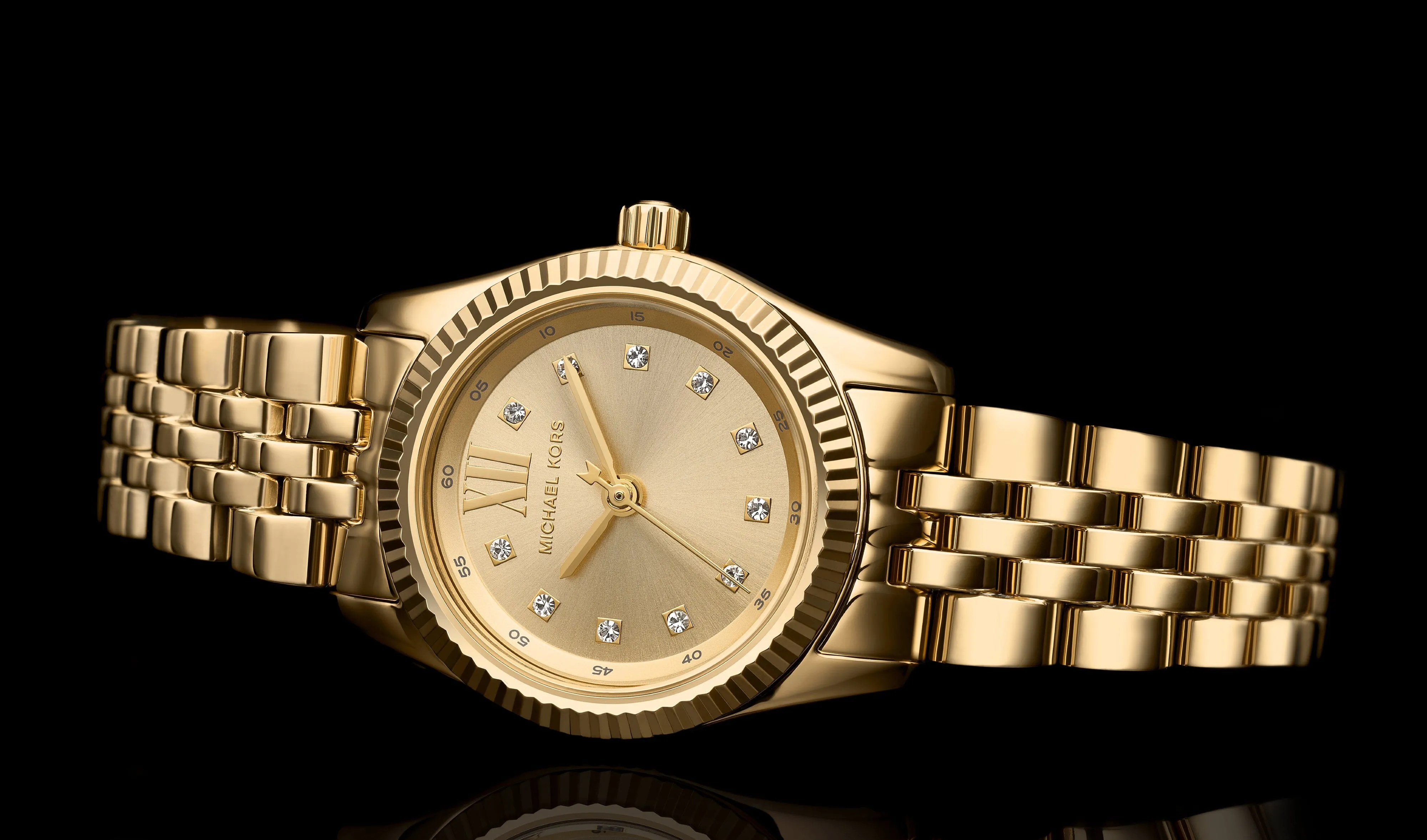 Michael Kors Lexington Three Hand Gold Tone Stainless Steel Watch MK4741