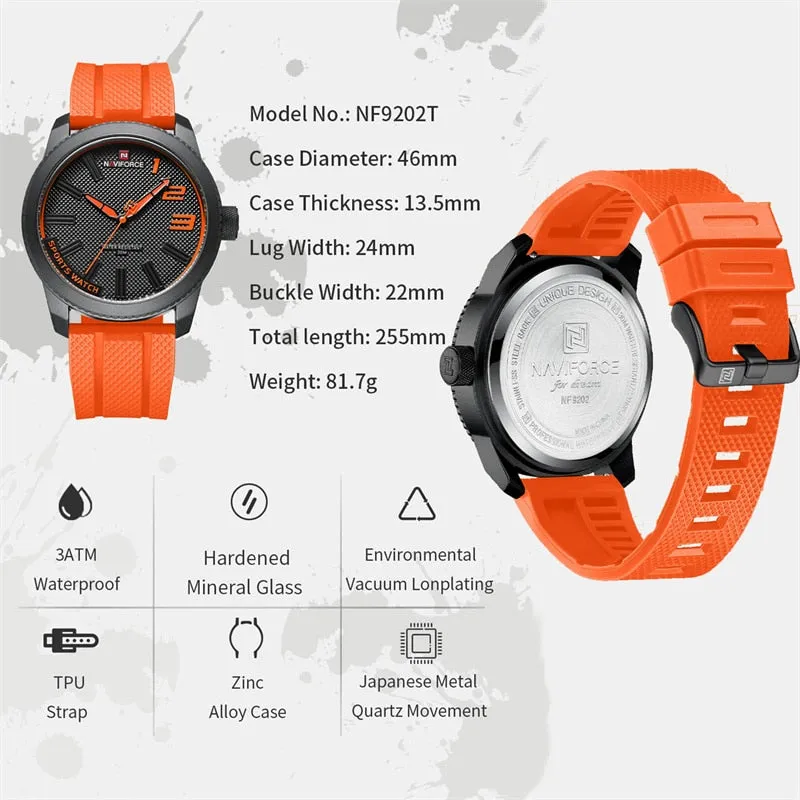 Military Silicone Strap Watch 30ATM Waterproof