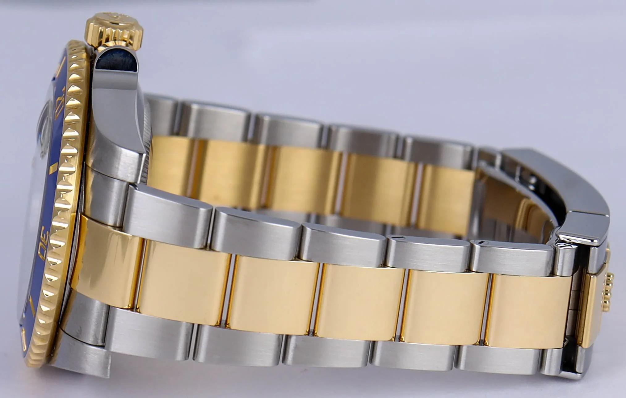 MINT 2015 Rolex Submariner Sunburst Blue Ceramic 116613 LB Two-Tone 18K Gold