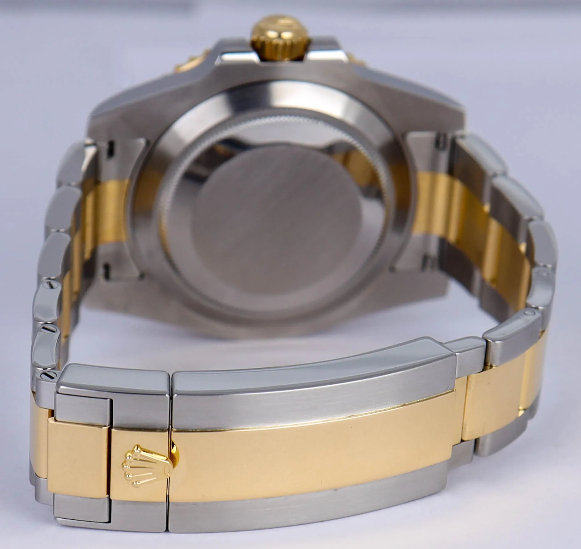 MINT 2015 Rolex Submariner Sunburst Blue Ceramic 116613 LB Two-Tone 18K Gold