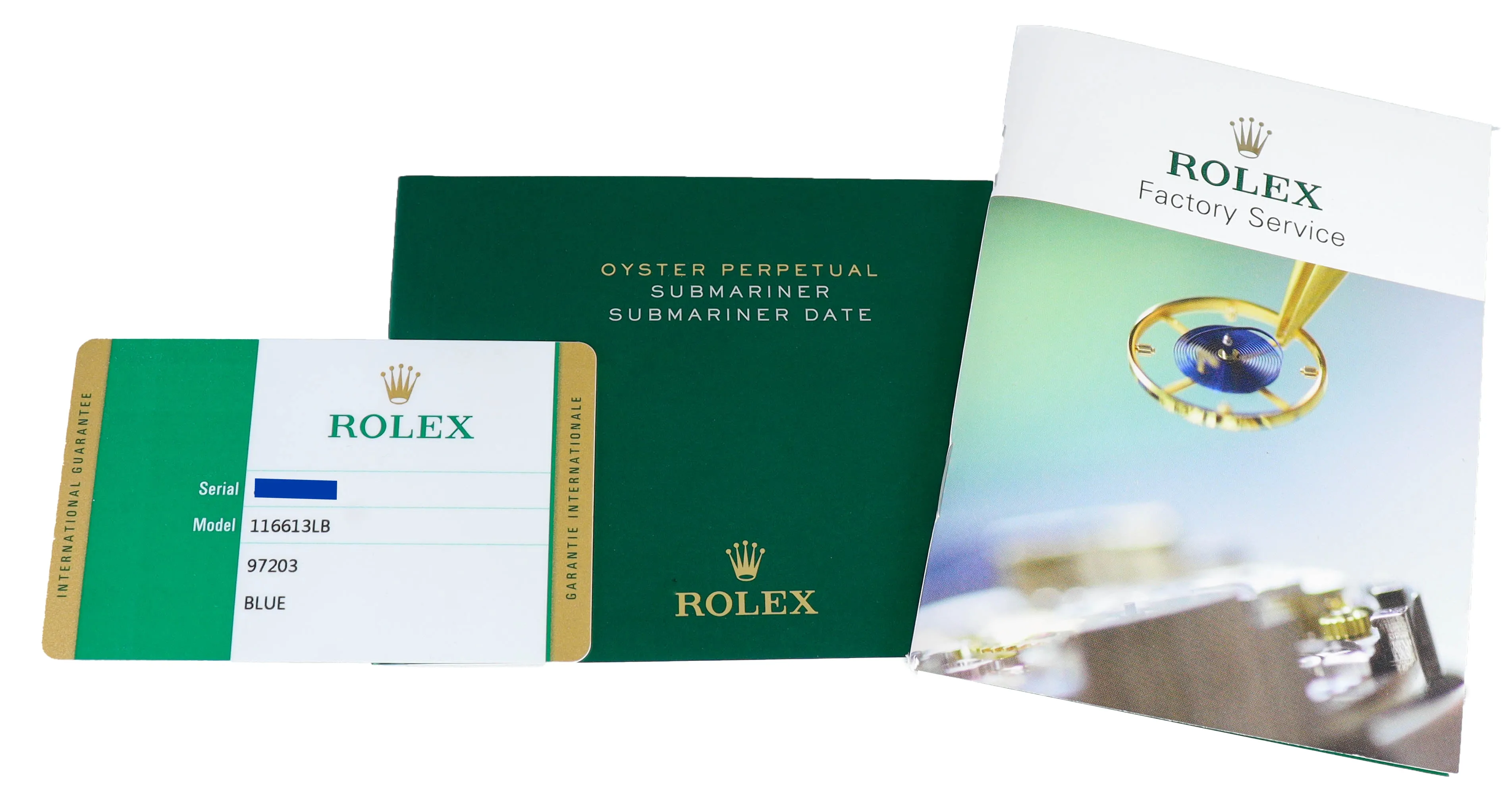 MINT 2015 Rolex Submariner Sunburst Blue Ceramic 116613 LB Two-Tone 18K Gold