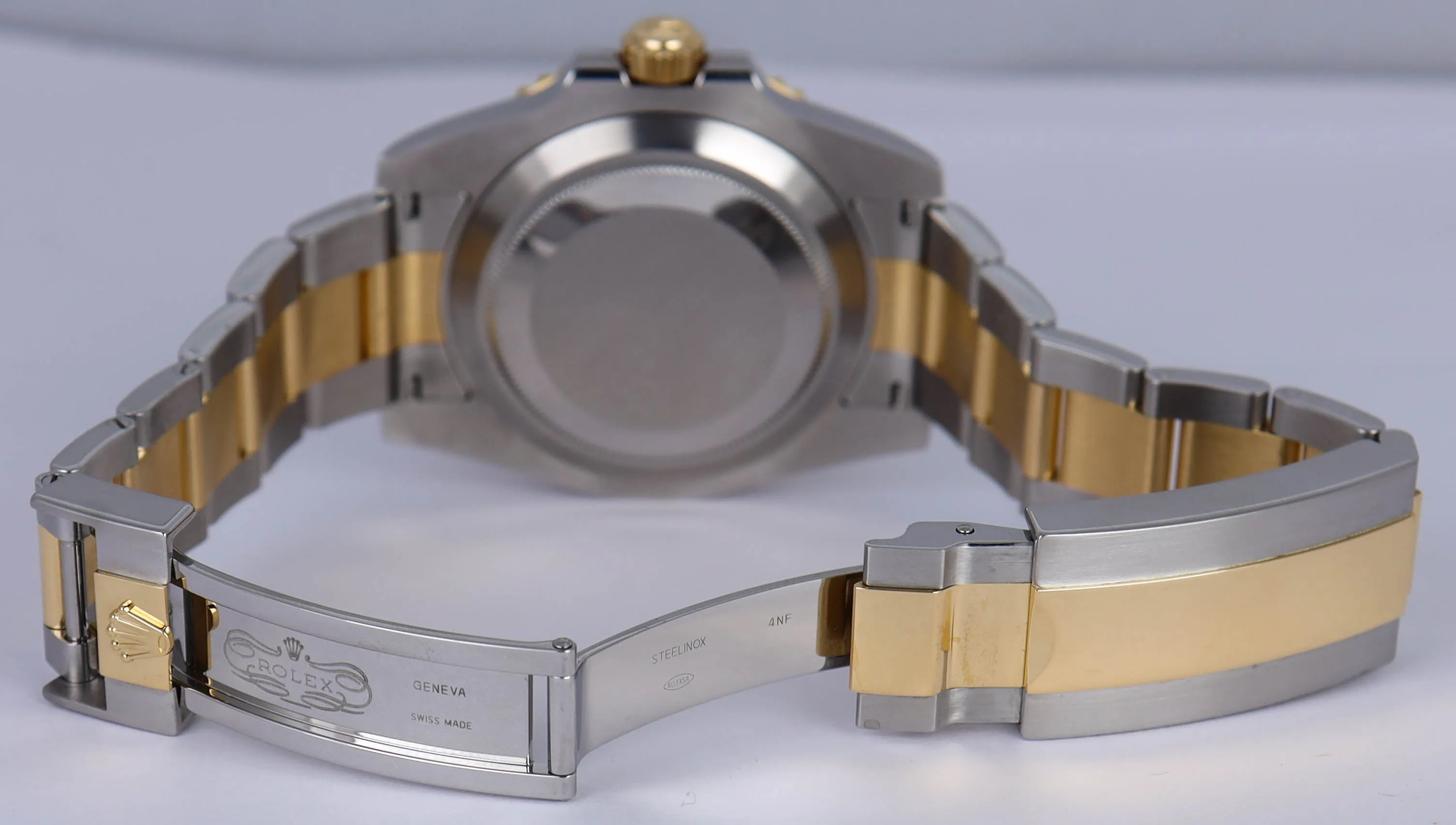 MINT 2015 Rolex Submariner Sunburst Blue Ceramic 116613 LB Two-Tone 18K Gold