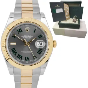 MINT 2016 Rolex Datejust II 2 41MM Slate Green Roman 116333 Two-Tone Stainless