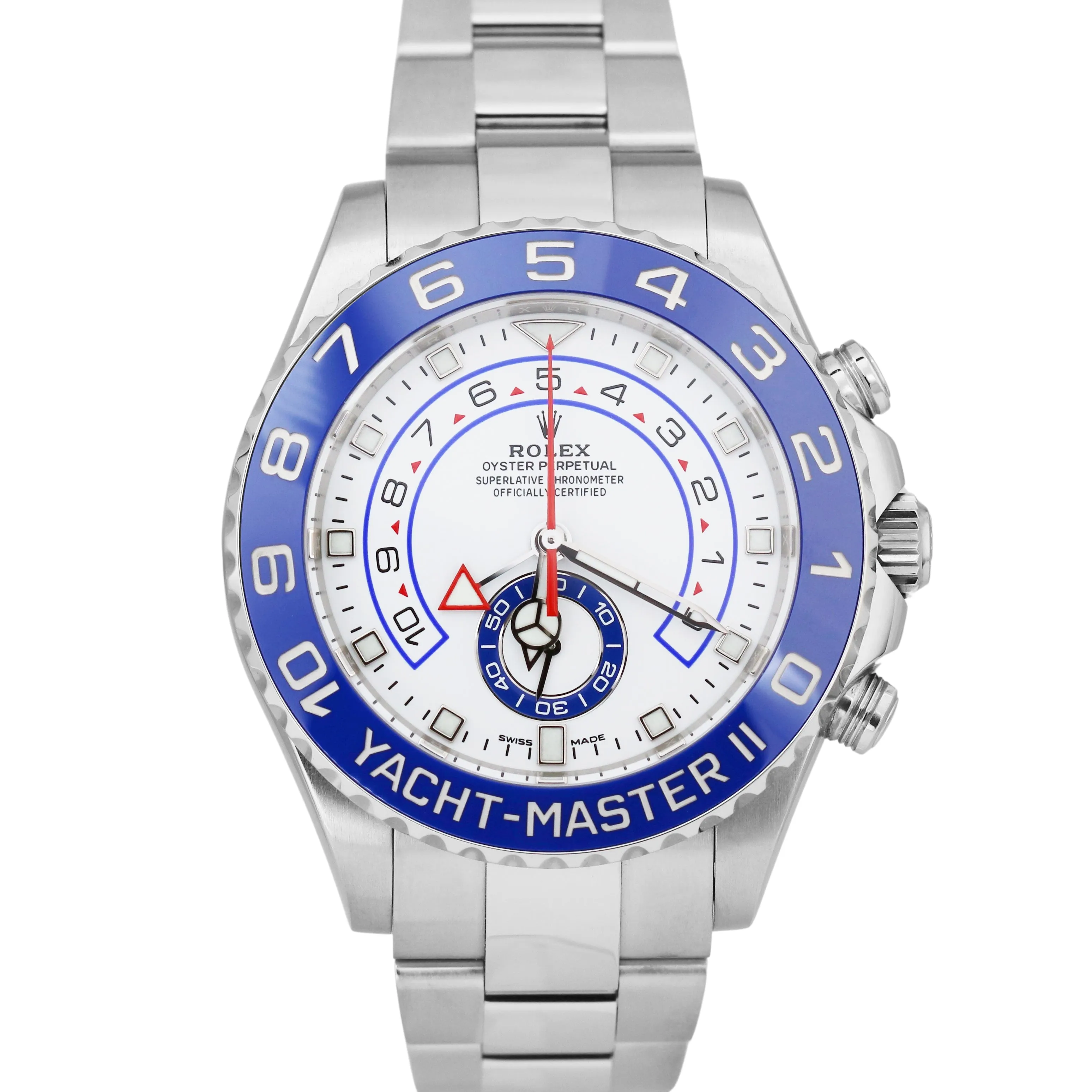 MINT 2022 PAPERS Rolex Yacht-Master II 44mm NEW HANDS Steel White 116680 B P