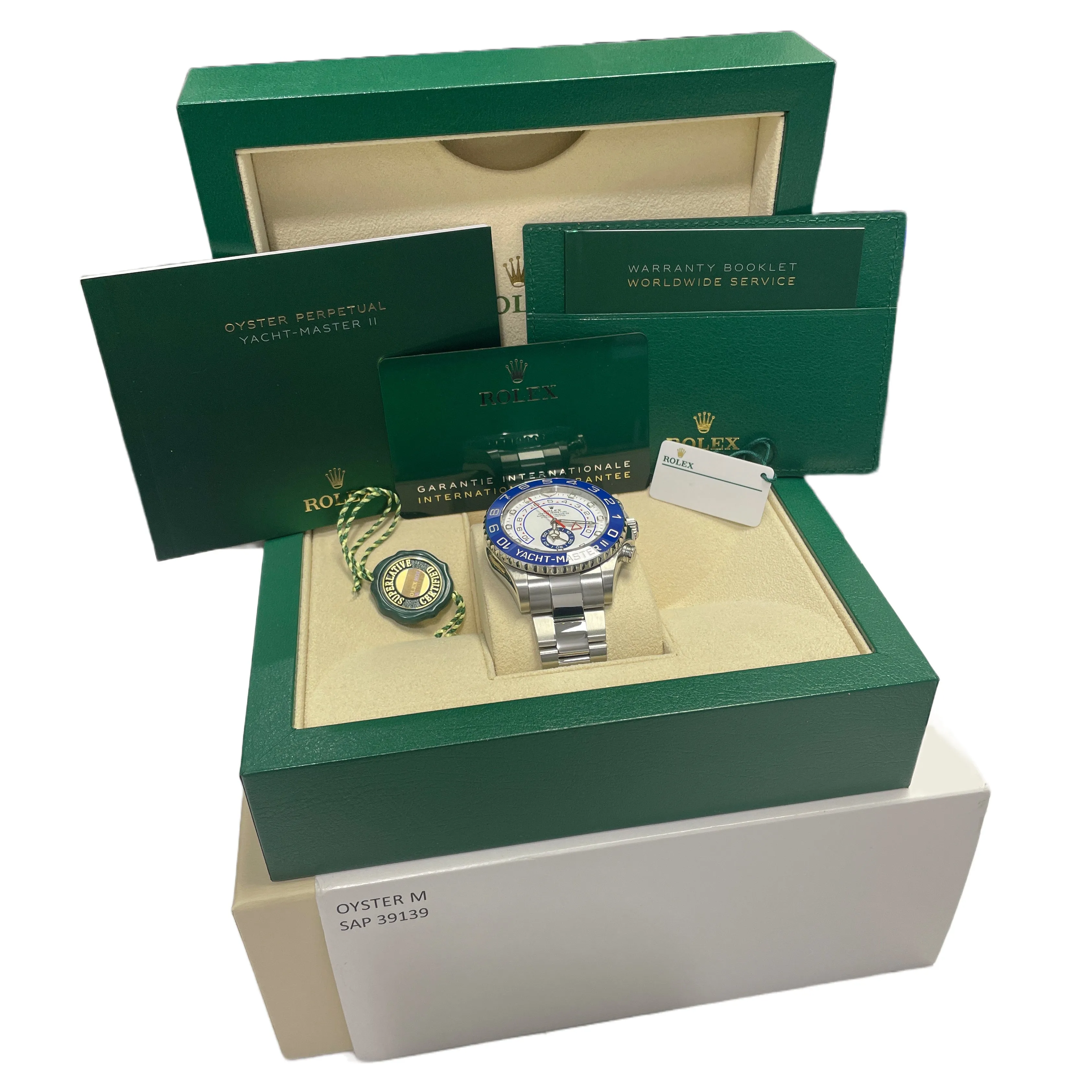 MINT 2022 PAPERS Rolex Yacht-Master II 44mm NEW HANDS Steel White 116680 B P