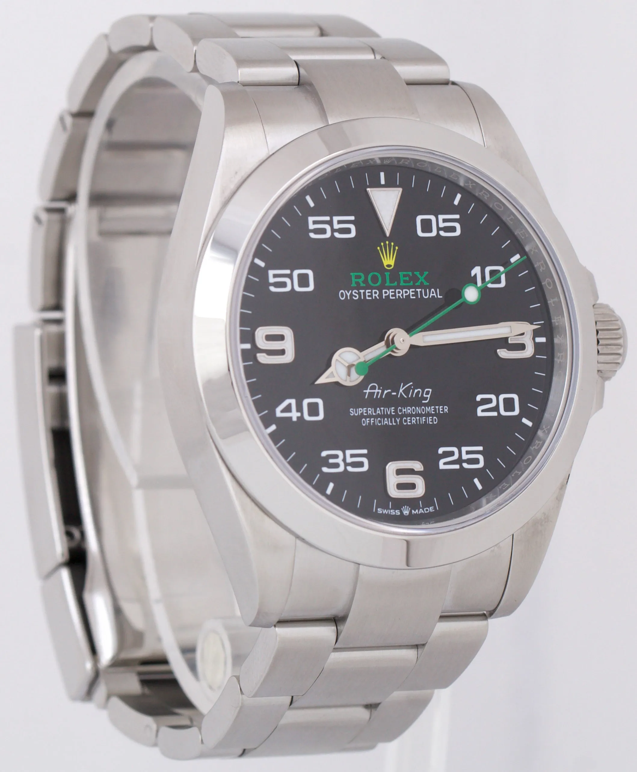 MINT 2023 PAPERS Rolex Air-King 40mm Green Black Stainless Watch 126900 BOX