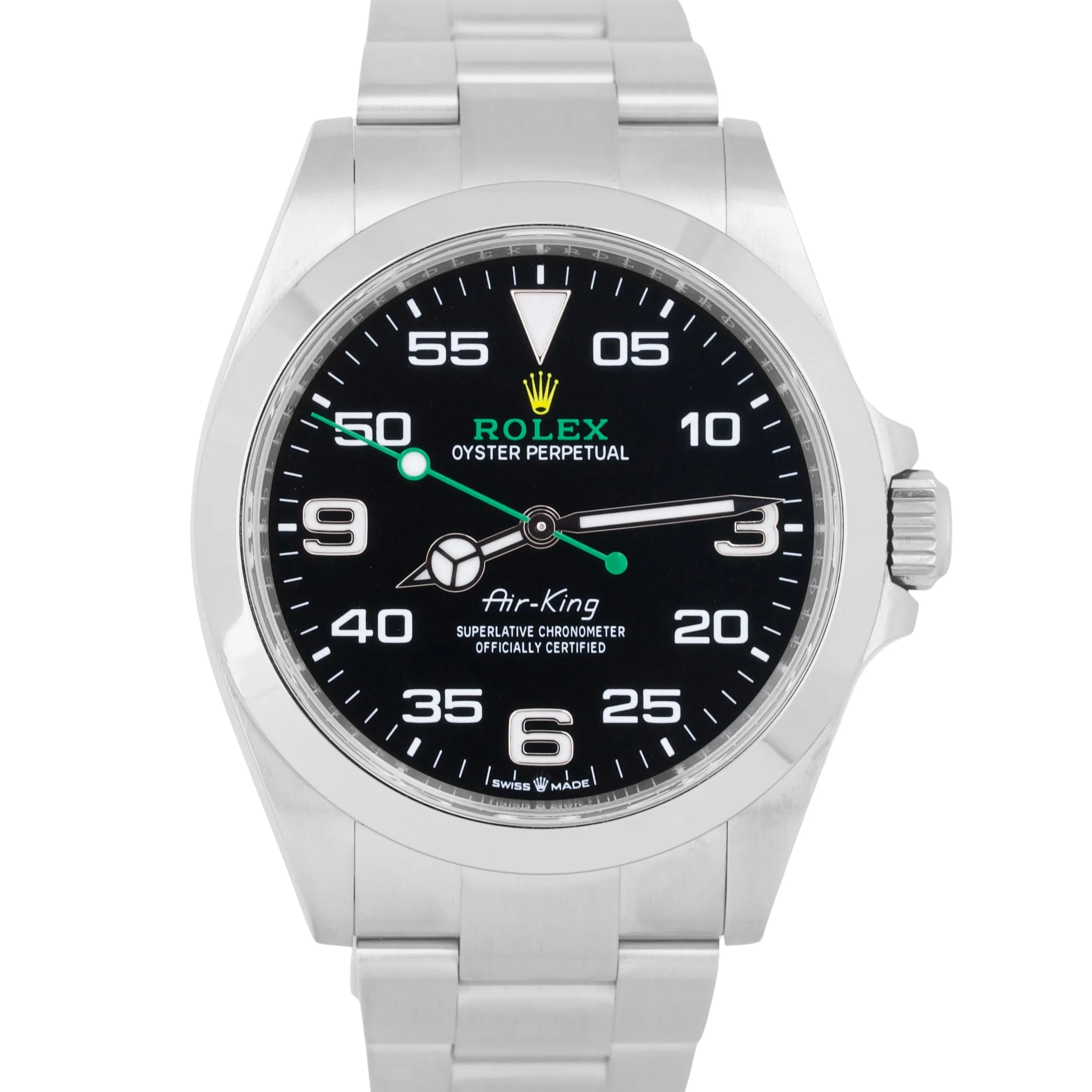 MINT 2023 PAPERS Rolex Air-King 40mm Green Black Stainless Watch 126900 BOX