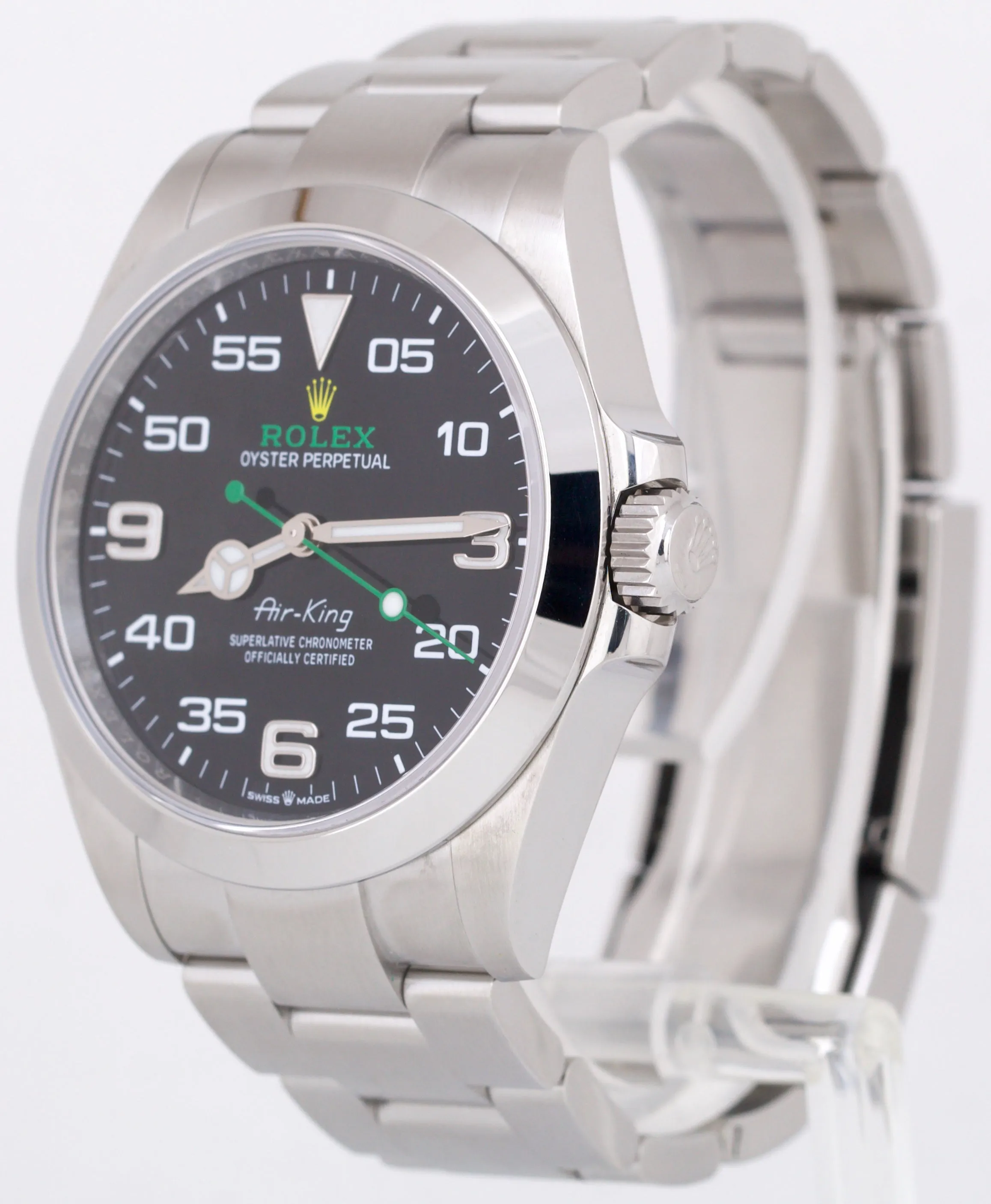 MINT 2023 PAPERS Rolex Air-King 40mm Green Black Stainless Watch 126900 BOX