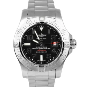 MINT Breitling Avenger II Seawolf 45mm Stainless Black Automatic Watch A17331
