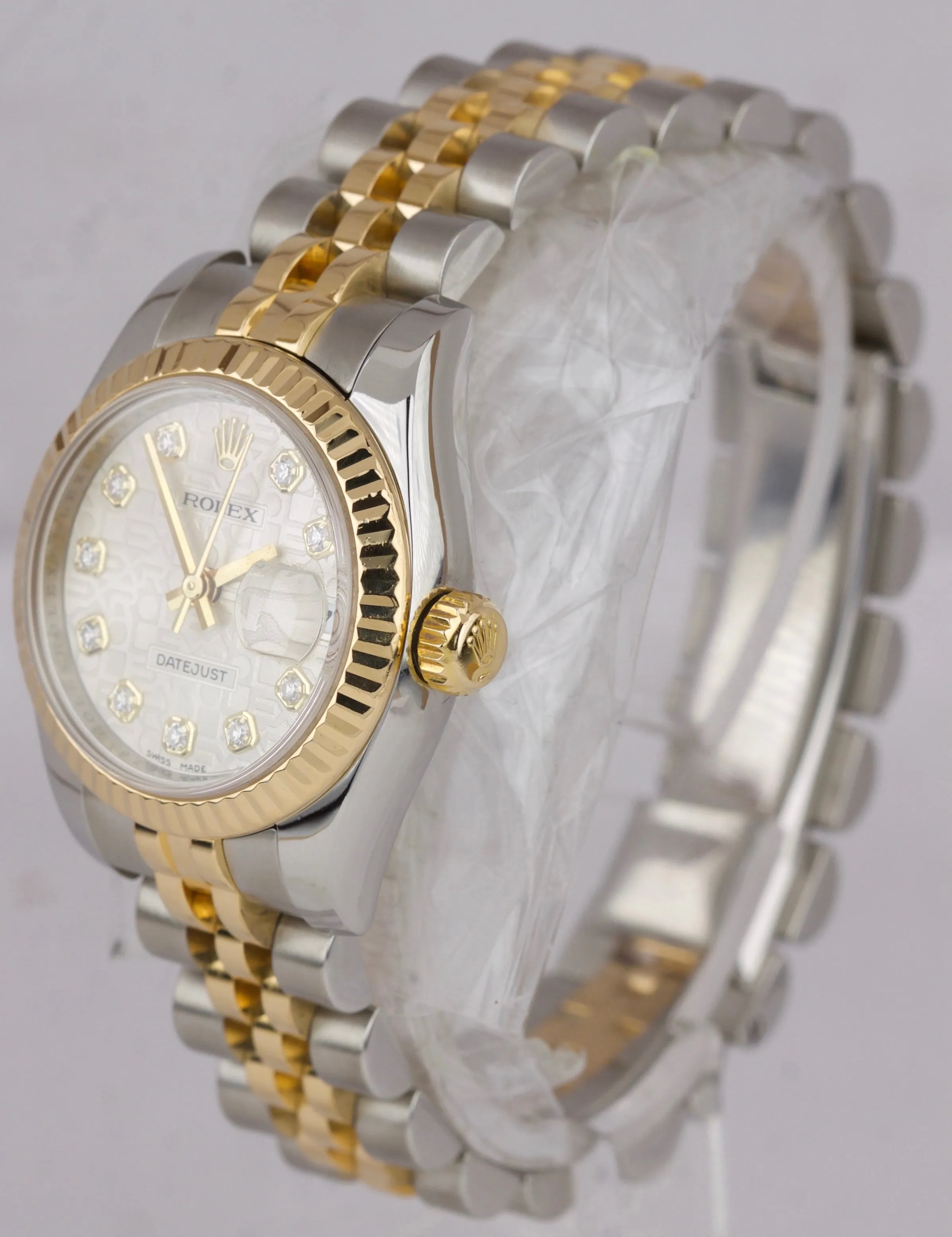 MINT Ladies Rolex DateJust Diamond Two-Tone Gold 26mm Jubilee Watch 179173 B P
